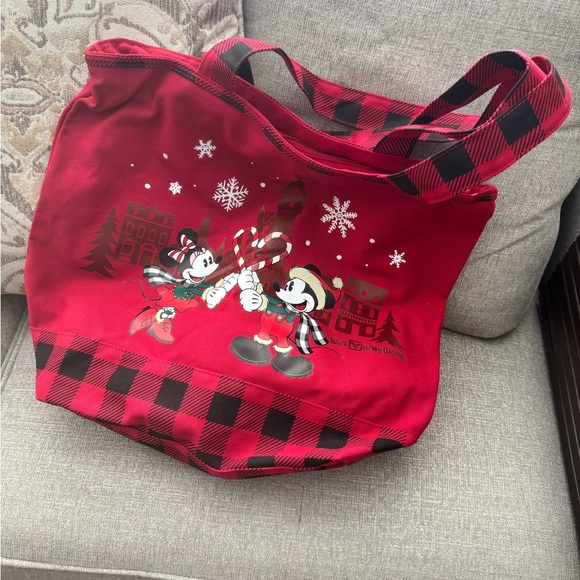 Disney Accessories - Disney Festive Red and Black Mickey Tote w/zipper